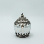 LANTERN METAL - GLASS WITH BATTERY SILVER - BLACK 9x9x13.5cm