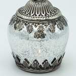 LANTERN METAL - GLASS WITH BATTERY SILVER - BLACK 9x9x13.5cm