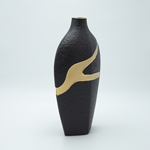 VASE CERAMIC BLACK - GOLD 30x11.5x20.5cm