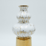 ΒΑΖΟ ΚΕΡΑΜΙΚΟ ΛΕΥΚΟ -ΧΡΥΣΟ 14x14x30cm
