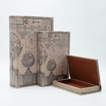 S/3 DECORATIVE BOOK BOX WOODEN GREY-BLACK 22x7x33cm