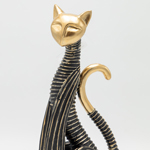 CAT POLYRESIN BLACK - GOLD 13x7.5x30.5cm