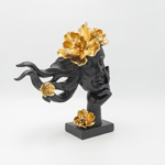  FACE WITH HAND POLYRESIN BLACK - GOLD 30.5x12.5x33.5cm
