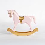 WOODEN HORSE, PINK, WITH GOLD DETAILS, 37x8x32cm
