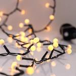 ΣΕΙΡΑ, 500 LED 3mm, ΜΕ ΛΕΥΚΕΣ ΜΠΑΛΙΤΣΕΣ 0,9cm, 31V ΜΕΤΑΣΧΗΜΑΤΙΣΤΗ, 8 ΠΡΟΓΡΑΜΜΑΤΑ & ΜΝΗΜΗ, ΠΡΑΣΙΝΟ PVC ΚΑΛΩΔΙΟ, ΘΕΡΜΟ ΛΕΥΚΟ LED, ΑΝΑ 3cm, ΠΡΟΕΚΤΑΣΗ ΠΑΡΟΧΗΣ 3m, IP44