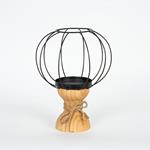 TEALIGHT CANDLE HOLDER, WOODEN, BROWN, 20.5x20.5x28.5cm