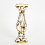 CANDLE HOLDER, CERAMIC, GOLD & WHITE, 1 POSITION,10.8x10.8x30cm