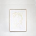 FRAMED WALL ART  WITH  PLASTER, FACE,  WGITE- GOLD,  45x60x2,2cm