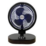 TABLE FAN RECHARGEABLE 360° WITH LED LIGHT Φ16 BLACK