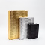 S/3 DECORATIVE BOOK BOX, GOLD-BLACK-SILVER, 30x21x6, 23x17x4.5, 16x11x3cm