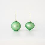 GLASS ORNAMENT, GREEN, WITH GOLD DESIGNS, 2 SHAPES, SET 4PCS, 10cm