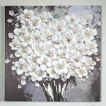 CANVAS  PAINTING,  FLOWERS IN  A BLACK VASE, WHITE- BLACK, 80x3x80cm