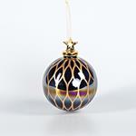 GLASS BALL, IREDISCENT BLACK WITH PORCELAIN STAR AND DESIGNS, 10cm, PCS 1