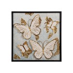 ΠΙΝΑΚΑΣ ΜΕΤΑΛΛΙΚΟΣ - ΞΥΛΙΝΟΣ ΜΕ ΠΕΤΑΛΟΥΔΕΣ ΜΠΕΖ - ΧΡΥΣΟΣ 60x3x60cm