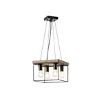 PENDANT LIGHT FIXTURES WOOD-METAL 4LIGHTS 4XΕ27 MAX 15W 300x300x1230mm BLACK-BROWN ARTE ILLUMINA MULTIPLA