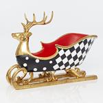 DECORATIVE SLEIGH WITH GOLD DEER, 30,5x12,4x21cm