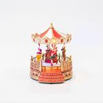 CAROUSELL, RED-GOLD, WITH SANTA AND NUTCRACKER, 13 LED, WITH ADAPTOR, WITH MUSIC AND MOVEMENT, 18x20x22,5cm