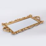 TRAY,  WITH MIRROR,  PLASTIC, GOLD, 48x23cm