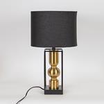 TABLE LAMP,  WITH  LINEN SHADE,  METAL, BLACK-GOLD, 28x49cm