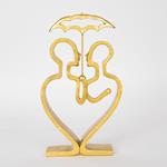 DECORATIVE FIGURE, PEOPLE IN A HEART, GOLD, 16x4x28cm