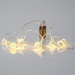 LINE, 10 LED 5mm, WITH ACRYLIC DIAMONDS, BATTERY BOX 2xAA, TRANSPARENT PVC WIRE, WARM WHITE, LED PER 10cm, LEAD WIRE 50cm, IP20
