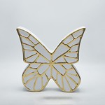TABLE DECORATIVE BUTTERFLY WHITE-GOLD 20.5x5.5x19cm