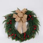 WREATH WITH LINEN BOW, 60cm
