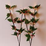  2 BRANCΗΕS GREEN WITH RED BERRIES H75cm, BATTERY BOX 3XAA, TIMER, 2*8 WARM WHITE LED, LEAD WIRE 30cm, IP20