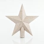 STAR TOP TREE, CHAMPAGNE, WITH GLITTER, PLASTIC, 20cm