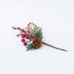 PICK WITH BERRY LEAF AND PINE CONE, 25cm
