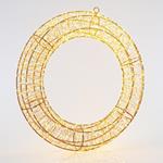 LIGHTED WREATH, 2400 WARM WHITE LED, WITH ADAPTOR, COPPER WIRE, 70cm, IP44