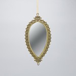 HANGING ORNAMENT, VINTAGE MIRROR, OVAL GOLD, 19.5x9.5cm