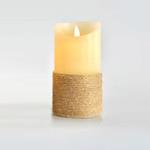 DECO LED CANDLE WITH ROPE, BATTERY, FLICKERING FLAME, TIMER, IVORY, 7,5x15cm