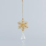ACRYLIC HANGING ORNAMENT, WITH SNOWFLAKE, WITH CHAMPAGNE GLITTER, 5x11cm