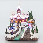 CHRISTMAS VILLAGE, WITH CAROUSSEL, MUSIC AND MOVEMENT, 33x38x44cm