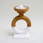 CANDLE HOLDER, WOODEN, BROWN,  15.5x11x23cm