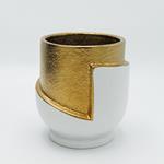 VASE, CERAMIC, WHITE-GOLD, 17.5x17x30.5cm