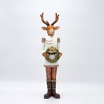 REINDEER POLYRESIN, WITH WREATH, 41.5cm