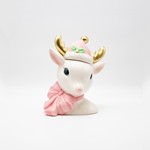 DEER COOKIE JAR, WITH GOLDEN ANTLERS, DECORATIVE, 23x28cm