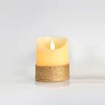 DECO LED CANDLE WITH ROPE, BATTERY, FLICKERING FLAME, TIMER, IVORY, 7,5x10cm