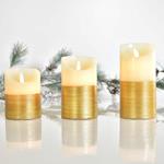 LED NIGHT LIGHT WITH MOVEMENT IN FLAME, IVORY WITH GOLD, WITH TIMER, 7,5x12,5cm