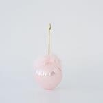 GLASS BALL, IRIDESCENT PINK, WITH FEATHERS, SET 4PCS, 10cm