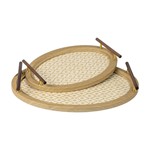 S/2 ΔΙΣΚΟΙ ΜΟΤΙΒΟ ΞΥΛΙΝΟΙ ΦΥΣΙΚΟ - ΜΠΕΖ 47x34x5cm / 39x26x5cm