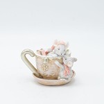POLYRESIN DECORATIVE, MICE IN TEA CUP, LIGHT PINK, ΑΠΑΛΟ ΡΟΖ, 10x8cm