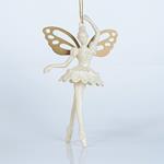 ACRYLIC FAIRY, WITH BEIGE FEATHERS, WITH GLITTER, 9,7x15,7cm