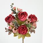ROSE-DAISY BOUQUET, 7 BRANCHES, PINK-DUSTY PINK, 43cm