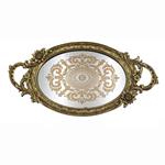 TRAY,  WITH MIRROR,  POLYRESIN,  GOLD, 46.5x4.6x24.4cm