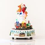 SANTA ON REINDEER, WITH TRAIN, 7 LED, WITH ADAPTOR, WITH MUSIC AND MOVEMENT, 14,5x14,5x20,5cm