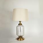 TABLE LAMP, WITH  LINEN  SHADE, METAL-GLASS, GOLD-ECRU, 43x25cm