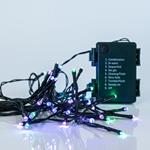 LINE, 48 LED 3mm, BATTERY OPERATED, WITH MULTIFUNCTION, MEMORY AND TIMER, GREEN WIRE, OPAL MULTI LED PER 7,5cm, LEAD WIRE 50cm, IP44